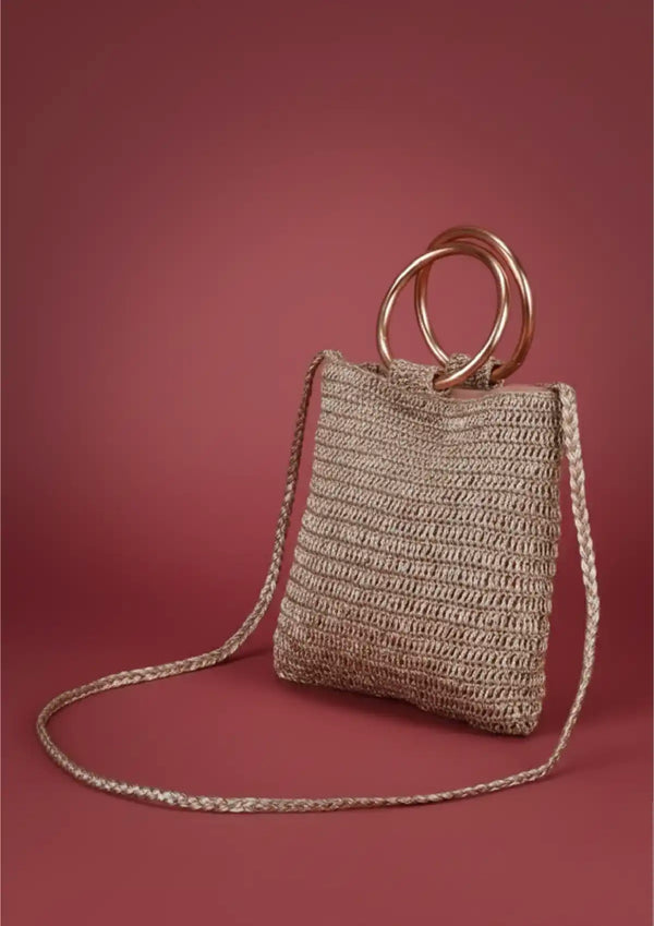 Shimmering Crochet Metallic Party Bag