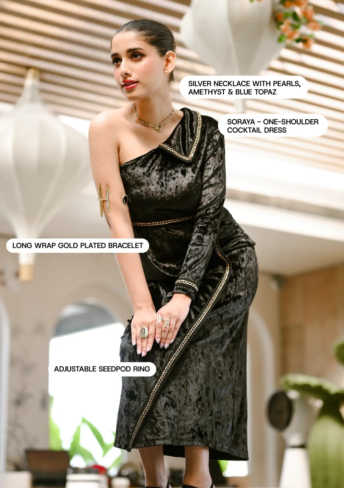 Velvet Gold Radiance party outfit for women