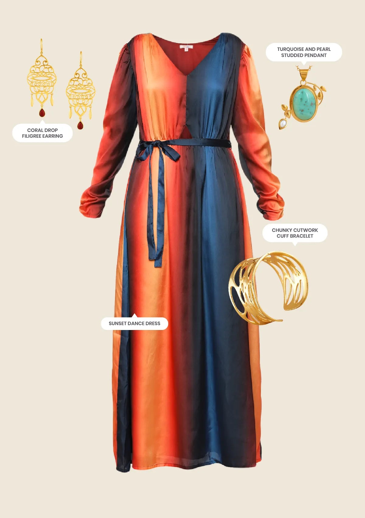 Sunset Dance Bold party wear outfit for women