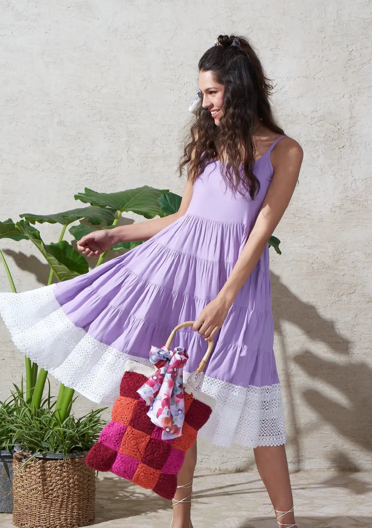 Pastel Grace Spaghetti Tiered Dress for women by IshqME