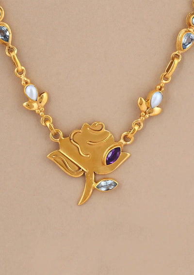 Pearl silver necklace for women