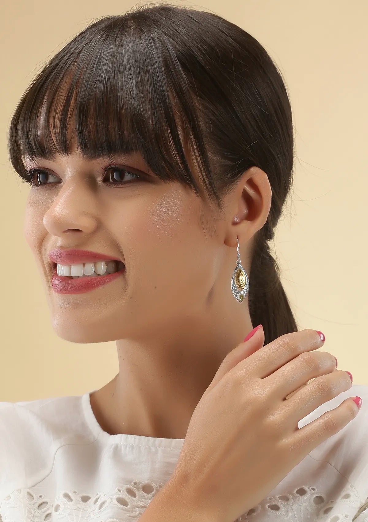 Peridot silver earrings for women