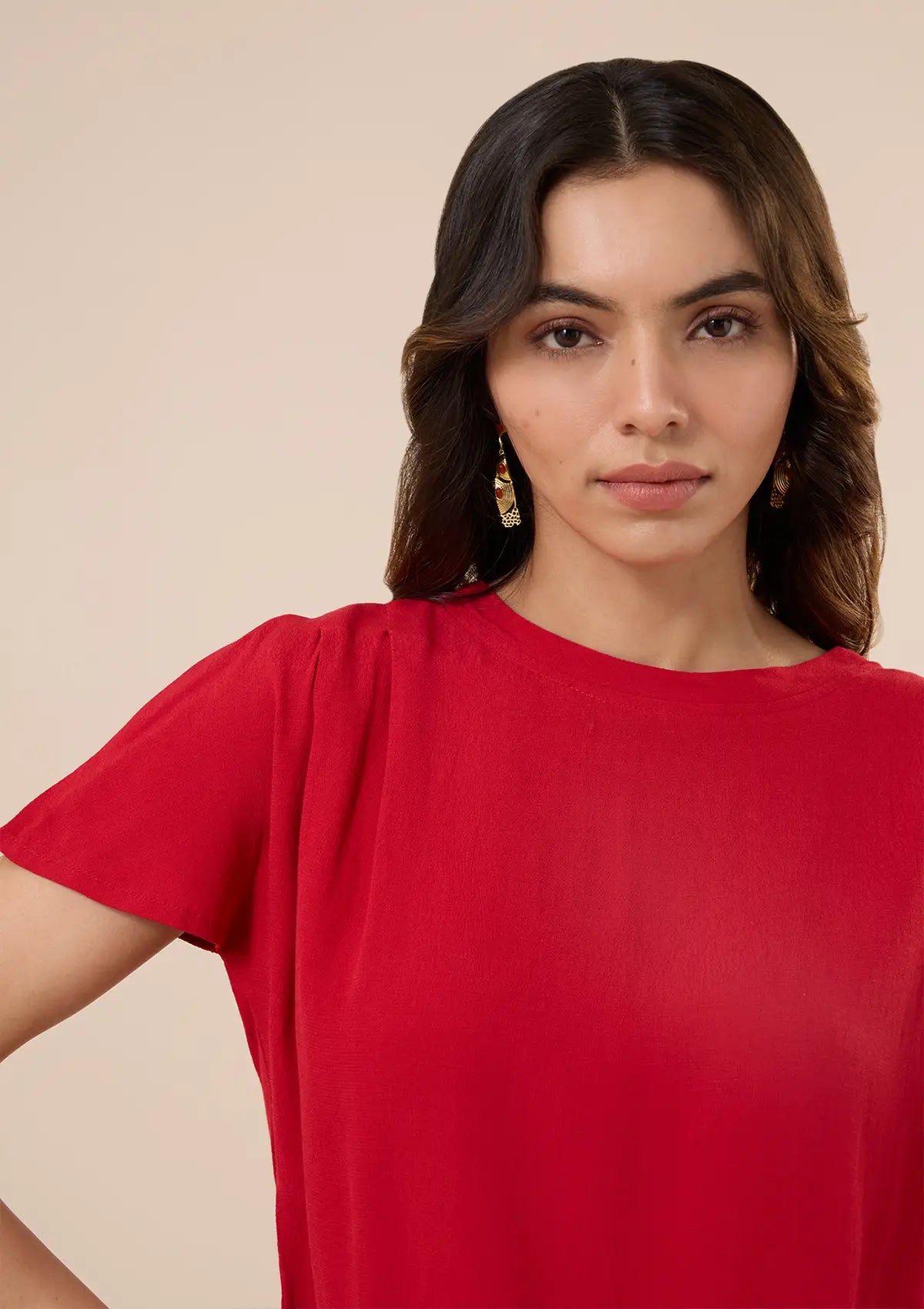 Buy Zuhur-Pleated Shoulder Boxy Blouse
