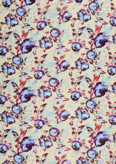 Blue and Burgundy Floral Scarf