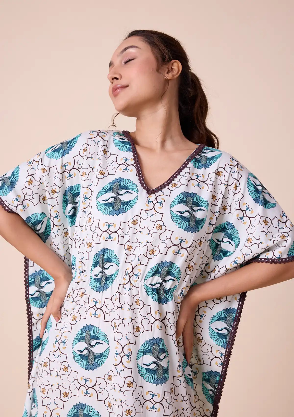 Gerana printed kaftan with lace For Women