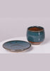 No handle cup saucer - Blue Green