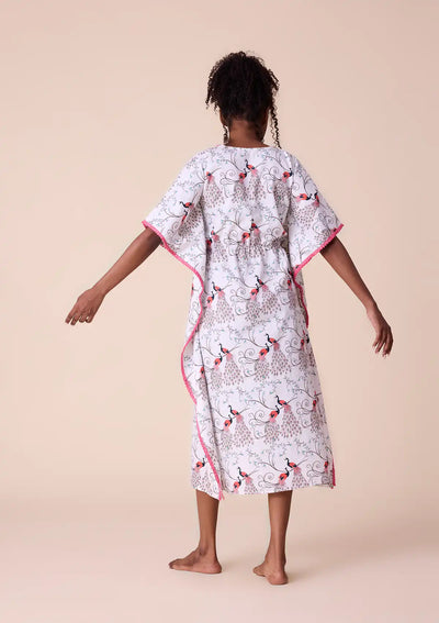 Heraia - Printed Kaftan Dress in Cotton Satin