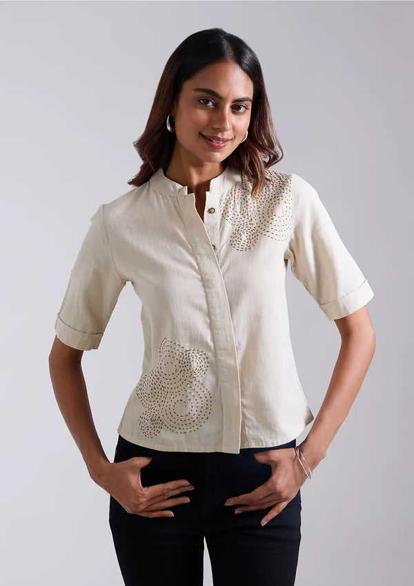 Sashiko Embroidered Top