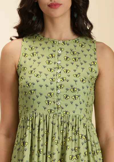 Serene Meadow Retro Printed A line Dress price for women at IshqME