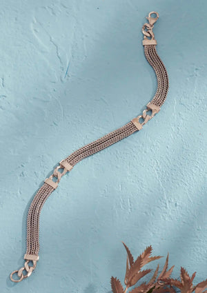 Three-layered Chain Silver Bracelet