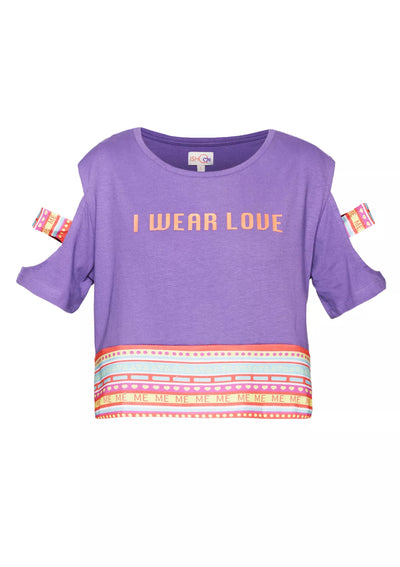 Slashed Sleeve (Purple) crop top price online at IshqME