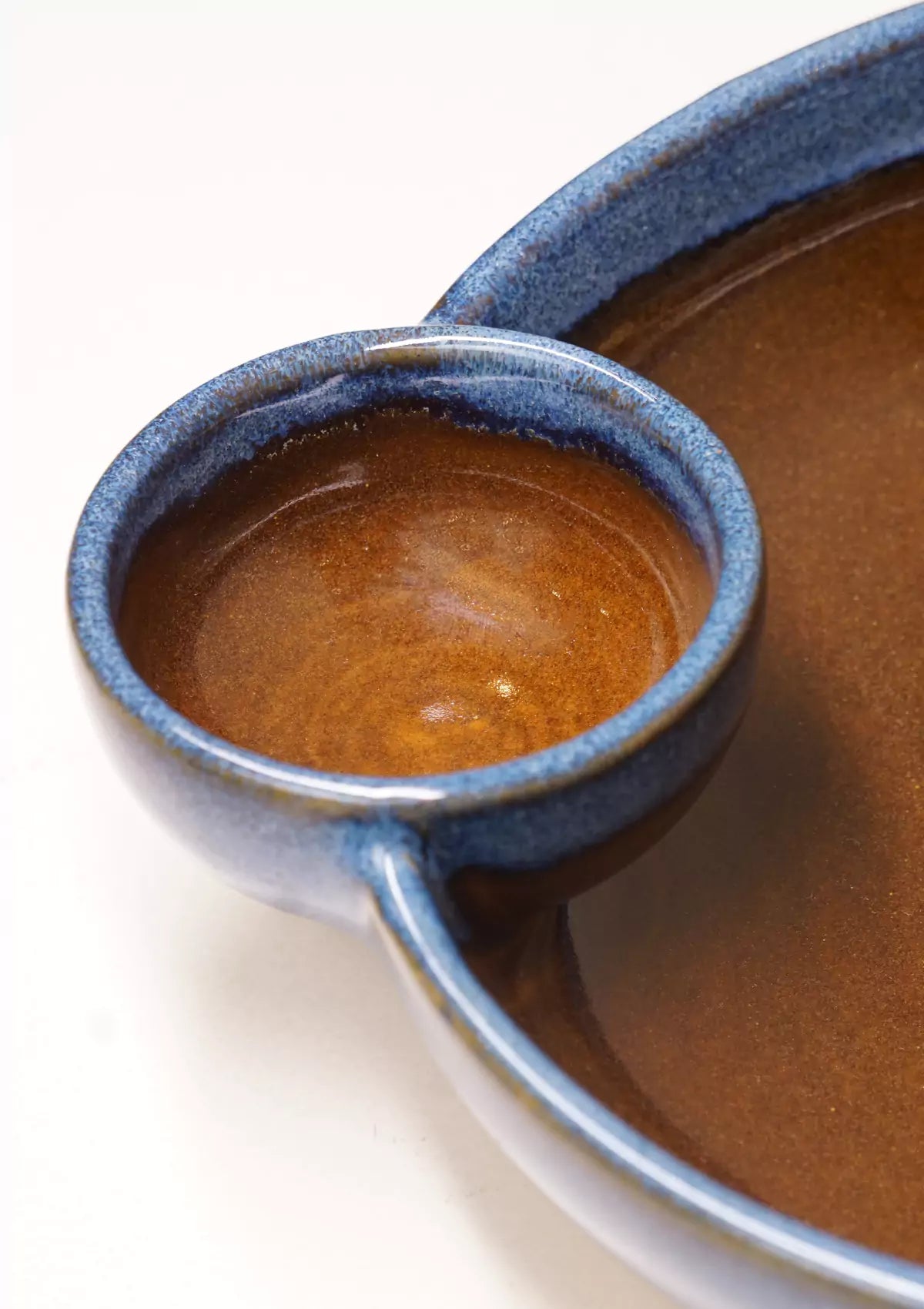 Blue Brown ceramic bowl for snacks and dips