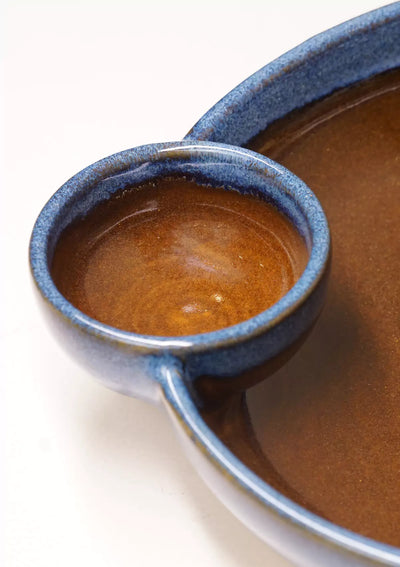 Blue Brown ceramic bowl for snacks and dips