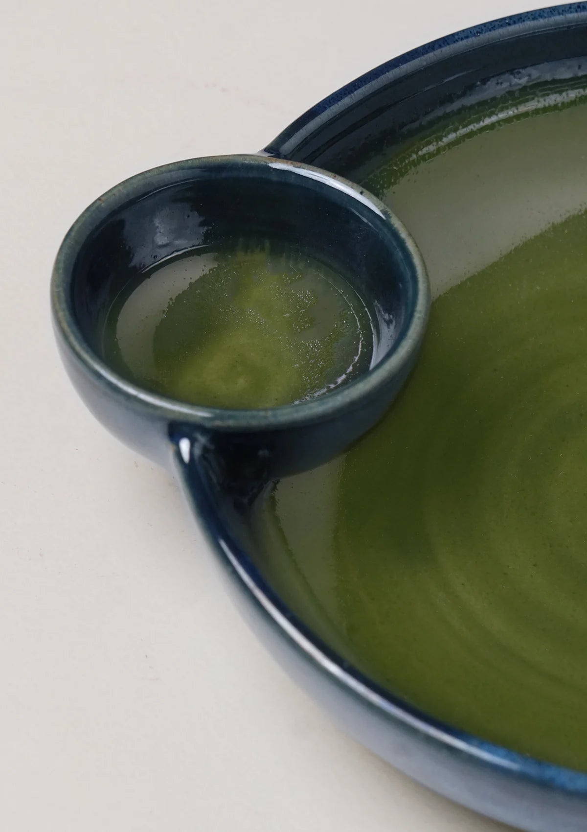 Green Blue ceramic bowl for snacks and dips