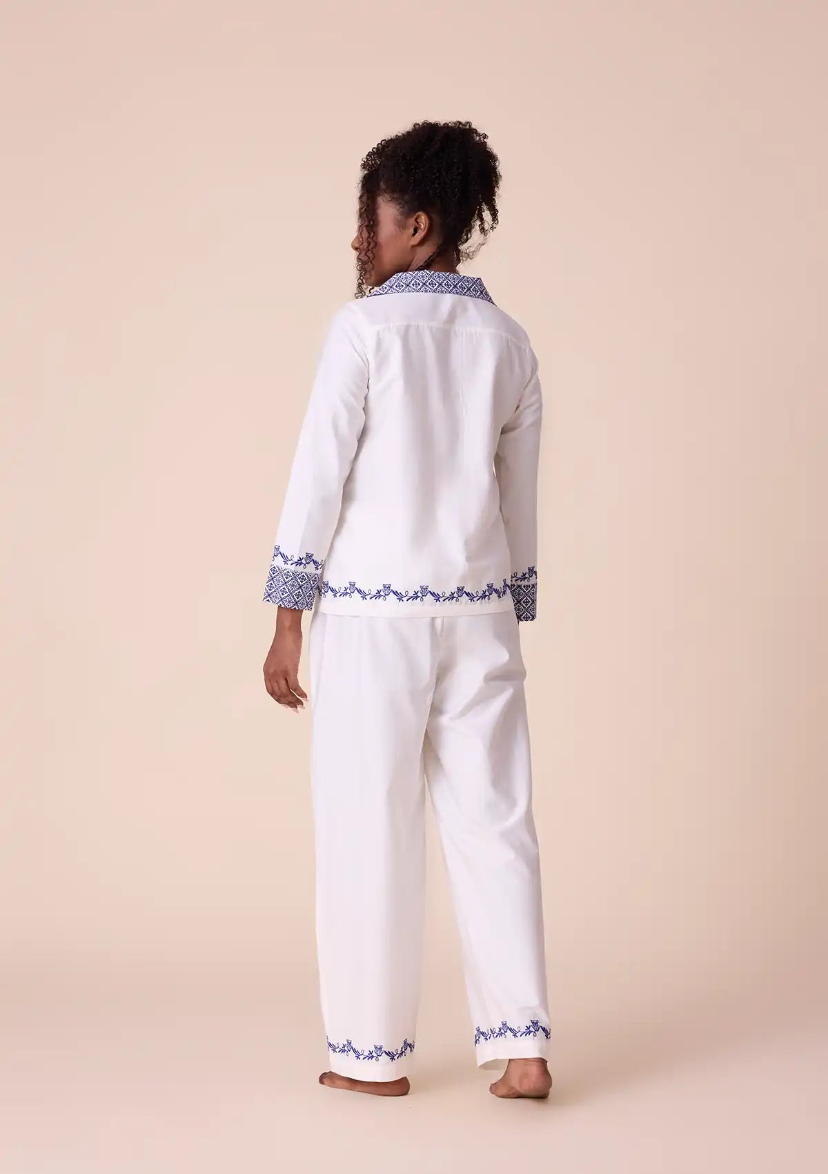 Buy Hera Solid shirt and trouser with printed panel and embroidered hem