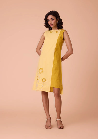 Sorelia Floral Applique Solid Two Tone Dress Online