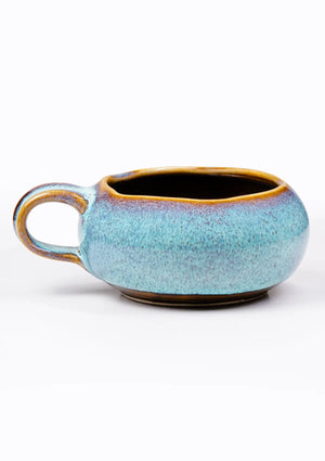 Soup Bowl with handle - Blue Brown