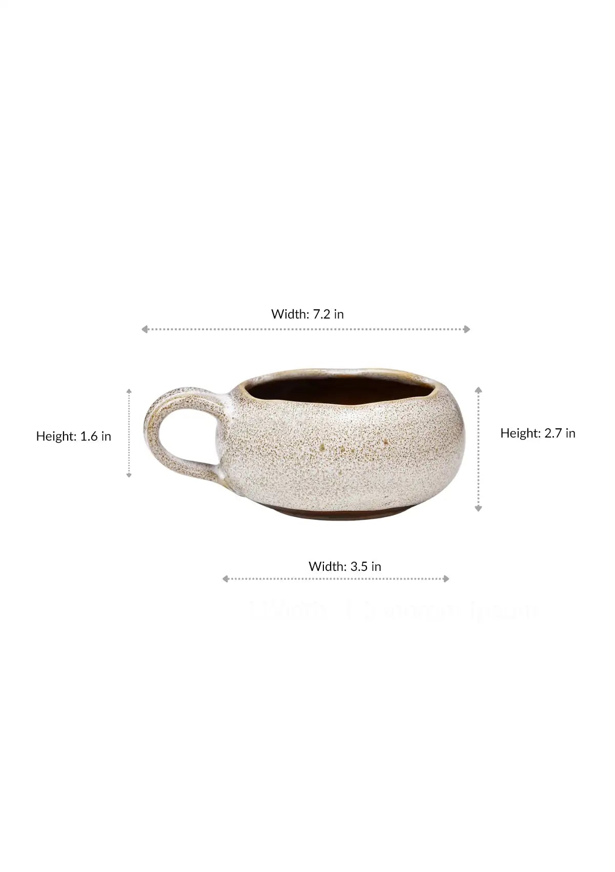 Soup Bowl with handle - Cream and brown dimensions