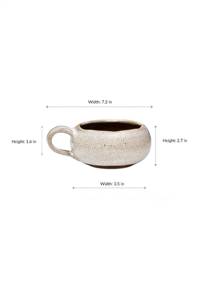 Soup Bowl with handle - Cream and brown dimensions