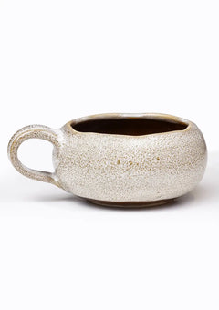 Soup Bowl with handle - Cream and brown
