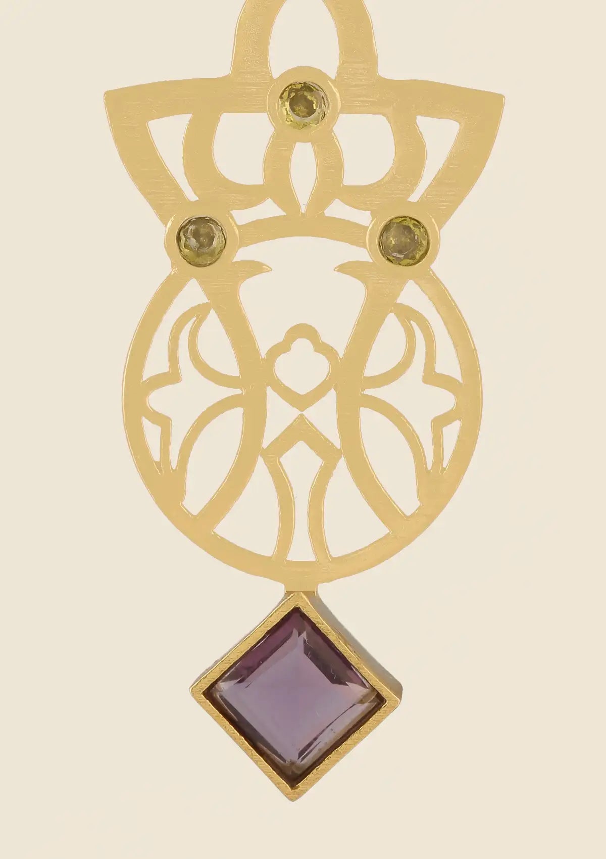 Statement amethyst and peridot filigree earrings for women