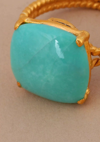 Statement gold plated amethyst studded ring for women