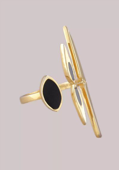 Statement gold plated long wrap ring for women