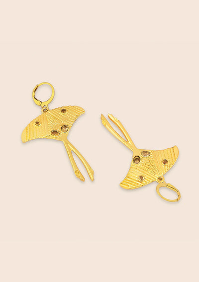 Statement madagascar comet moth earrings for women