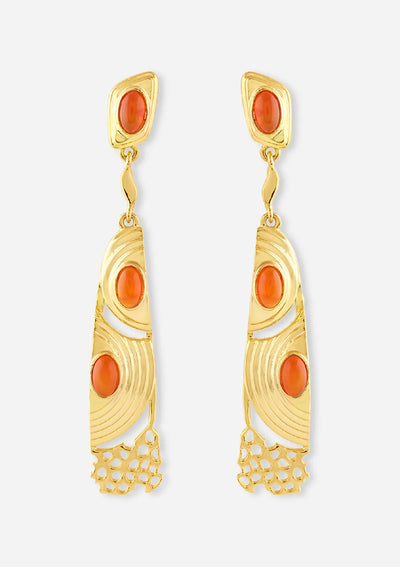 Statement orange sapphire earrings for women