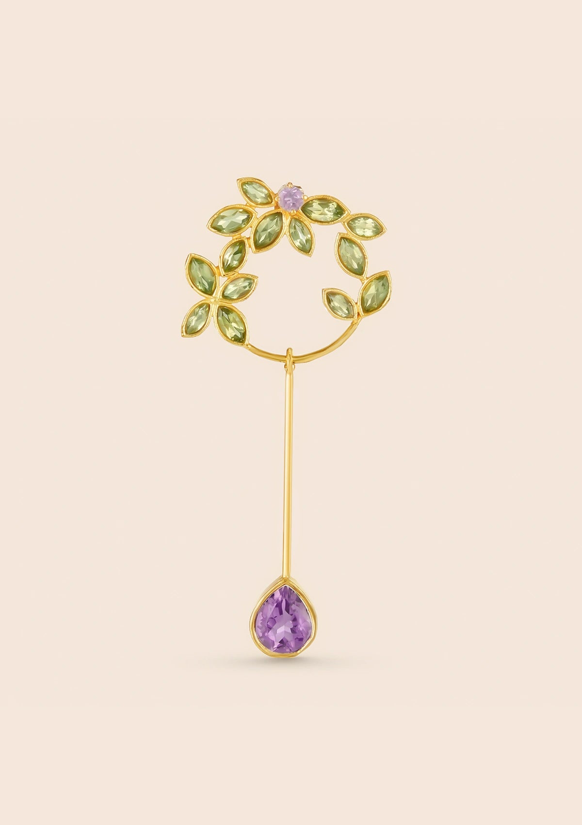 Statement peridot and amethyst dangle earrings for women