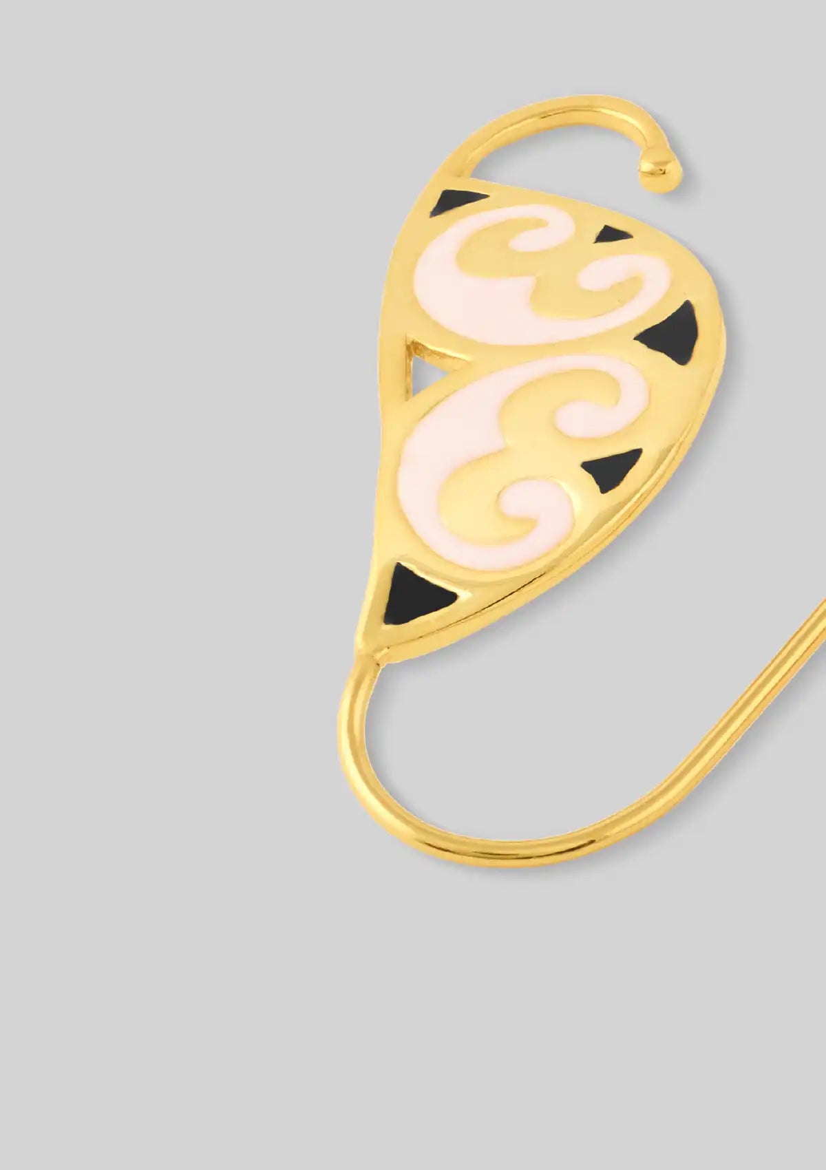 Statement pink and black enamel ear cuff for women
