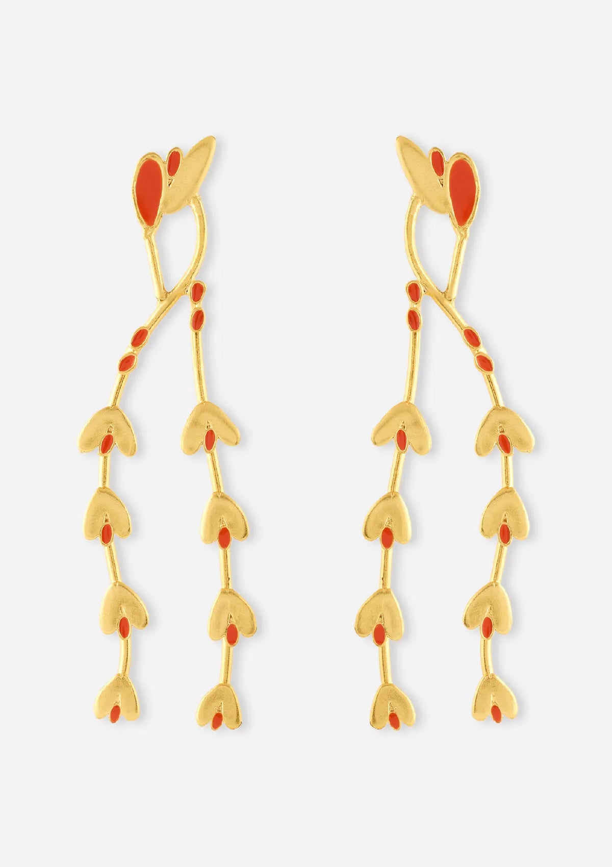 Statement red enamel drop earrings for women