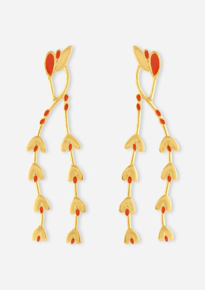 Statement red enamel drop earrings for women