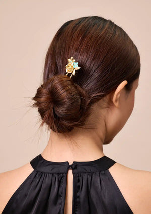 Turquoise Bloom Bun Pin