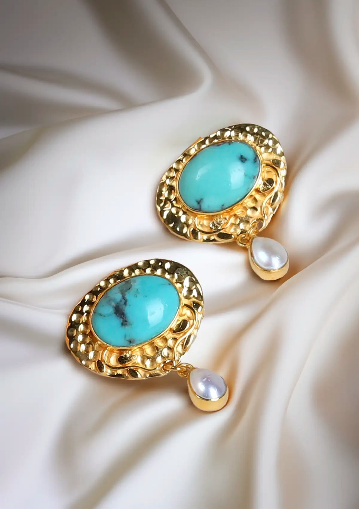 Turquoise silver earrings for women