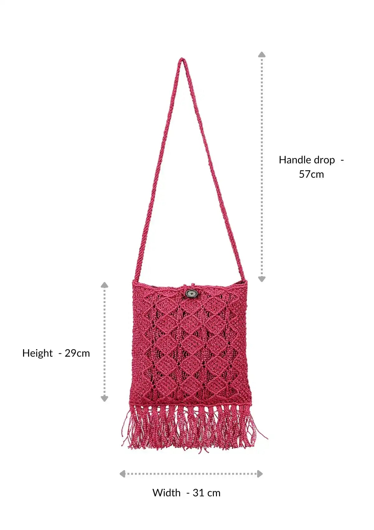 Women's pink malai dori crochet bag