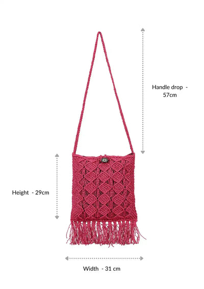 Women's pink malai dori crochet bag