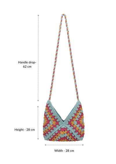 Women's crossbody blue crochet crossbody bag