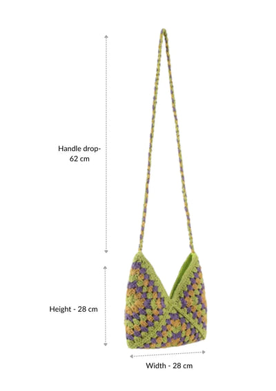 Women's crossbody green crochet crossbody bag