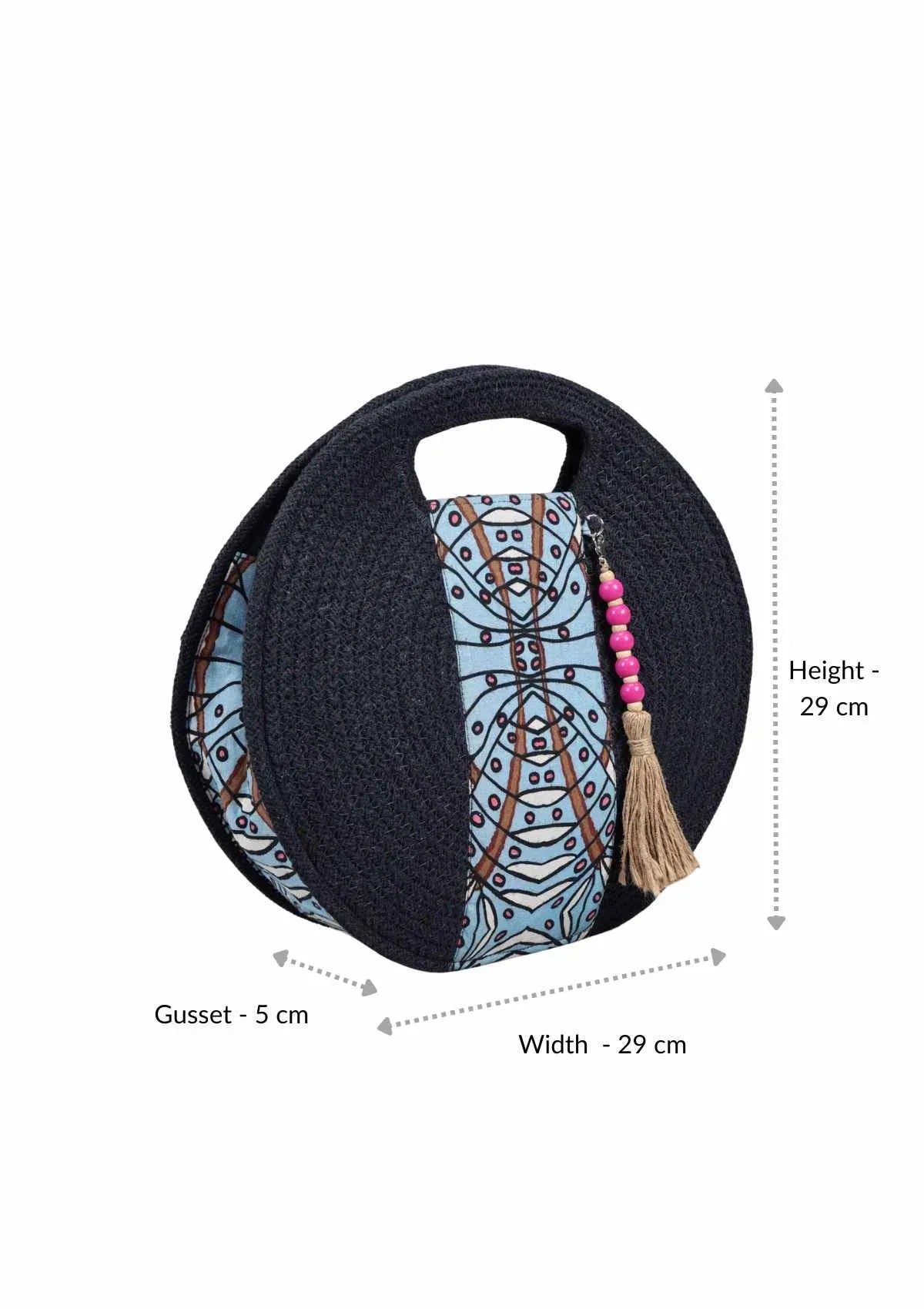 Women's round crochet handbag