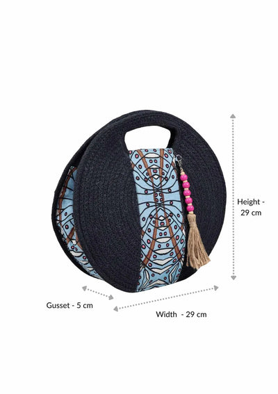 Women's round crochet handbag