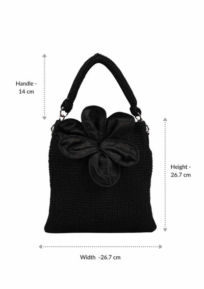 Women's black crochet mini bag