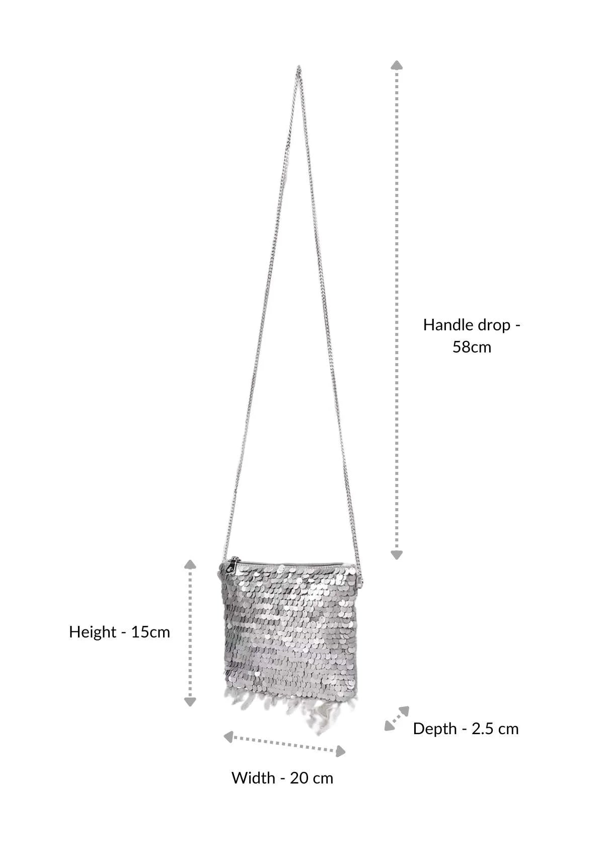 Women's silver sequin sparkling sling bag