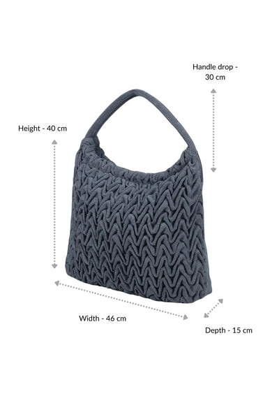 Women's denim smocked tote bag