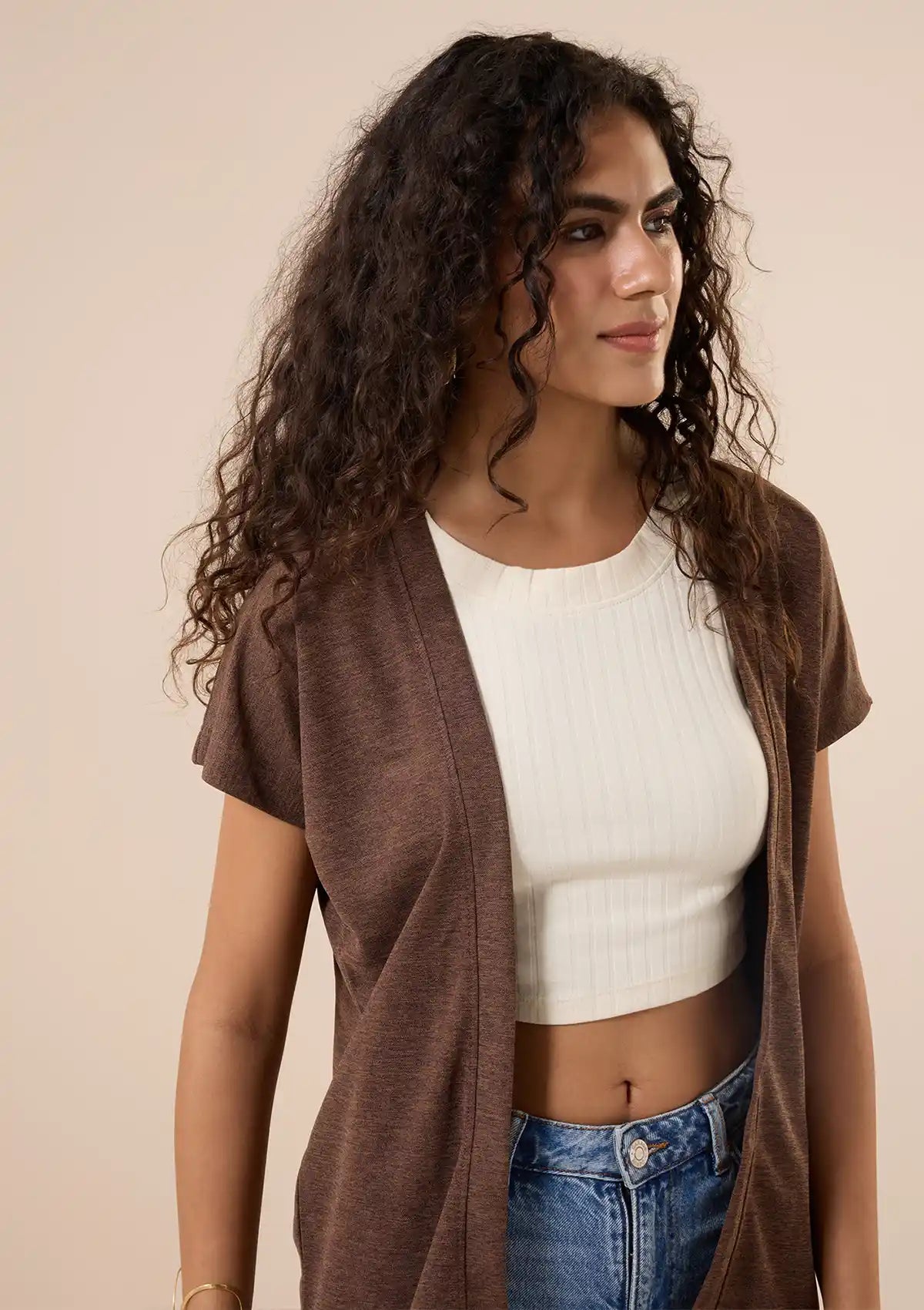 Buy Mocha Woven Shrug