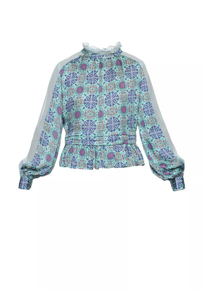 Zaraa Arabesque Frill Collar blouse price online at IshqME