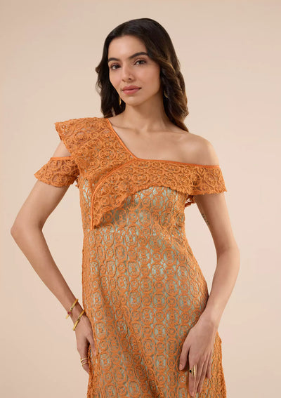 Zemira One Shoulder Lace Dress online for women at IshqME