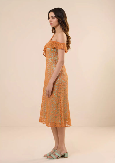 Zemira One Shoulder Lace Dress price for women at IshqME