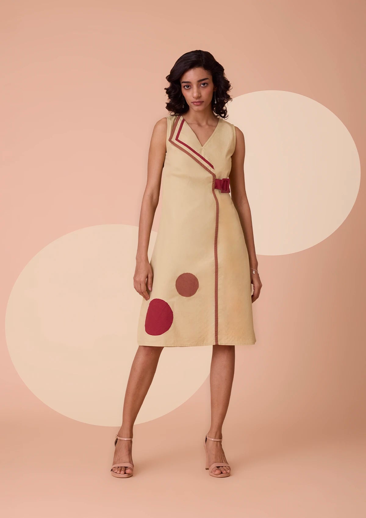 Ziba Lapel Collar Overlapping Dress With Buckle for women by IshqME