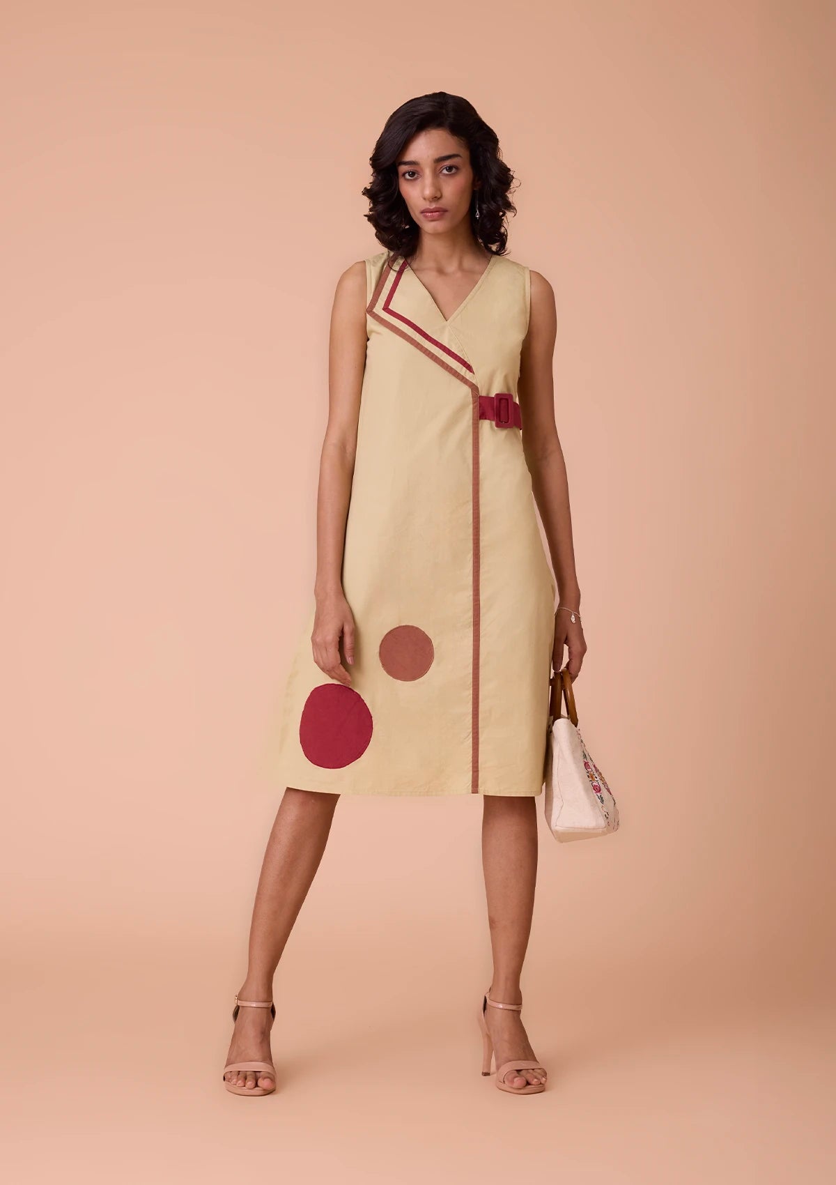 Ziba Lapel Collar Overlapping Dress With Buckle price for women at IshqME